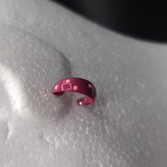 Pink Polka Dot Hoop Stud Earrings - Picture 3 of 7